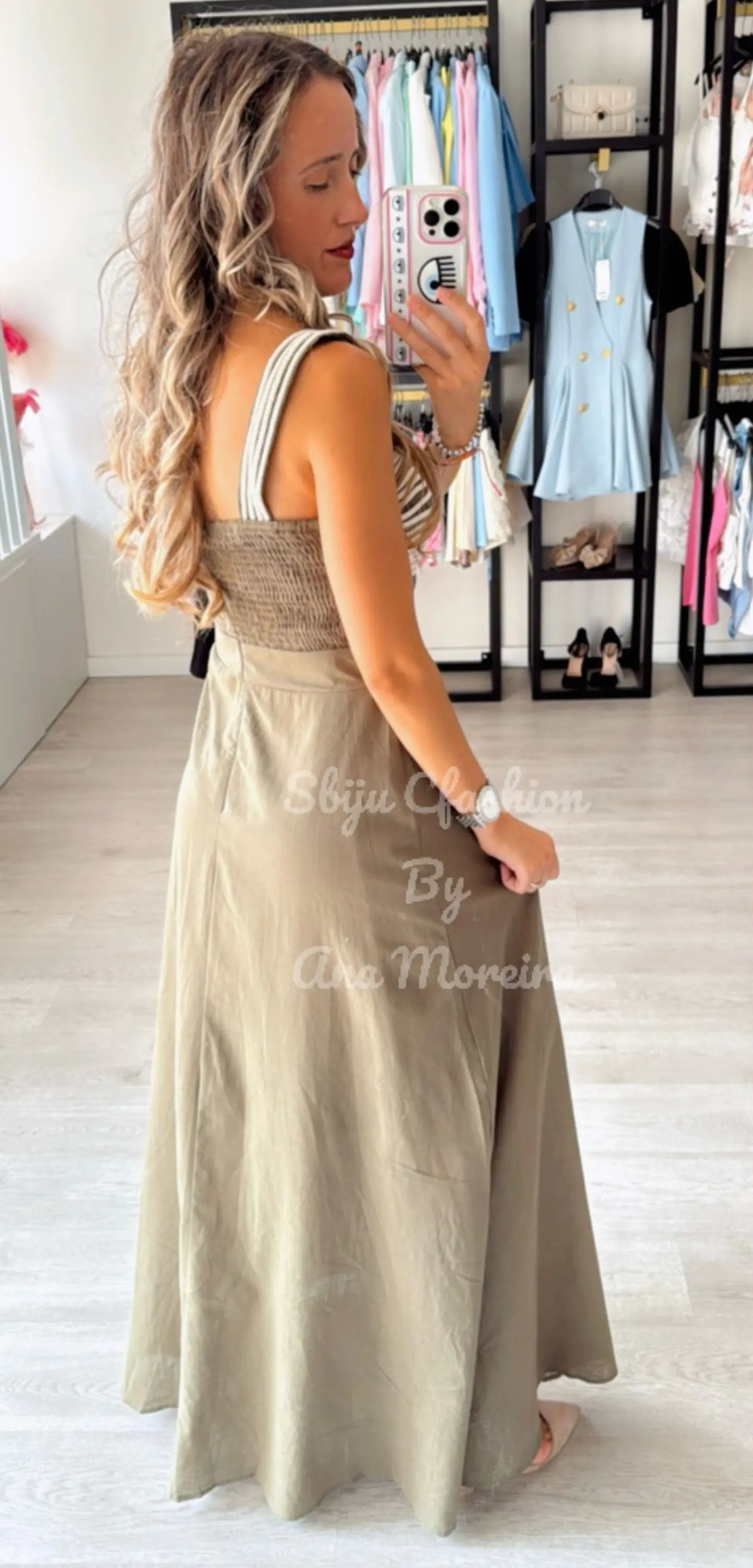 Vestido em linho com detalhes em corda 2