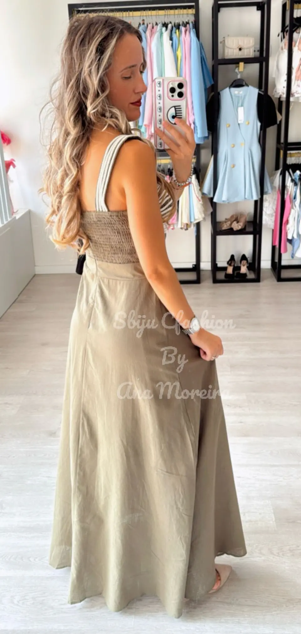 Vestido em linho com detalhes em corda 2