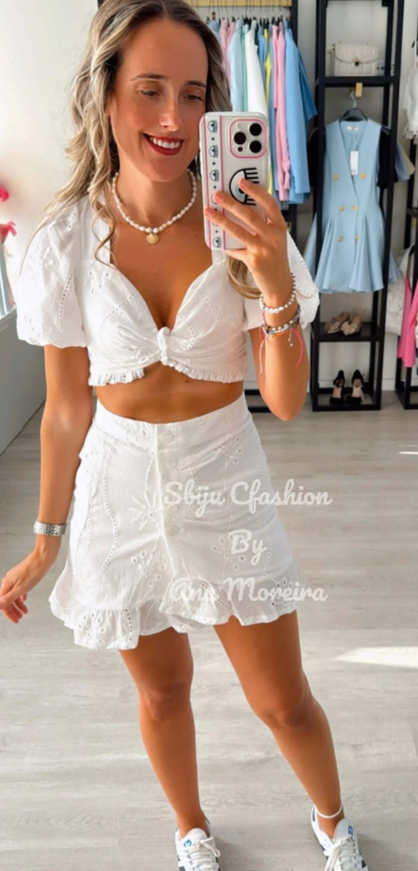 Conjunto Top e Saia em Bordado Inglês 4