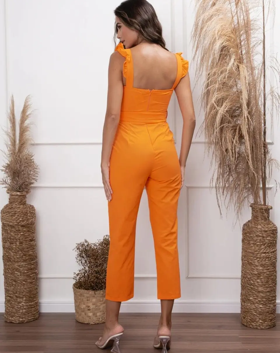 Macacão de Calça com Cinto e Alças com Folho 5