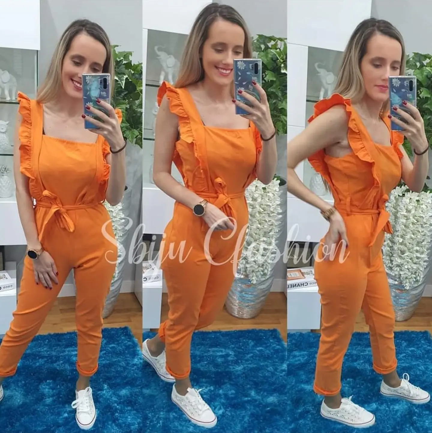 Macacão de Calça com Cinto e Alças com Folho 8