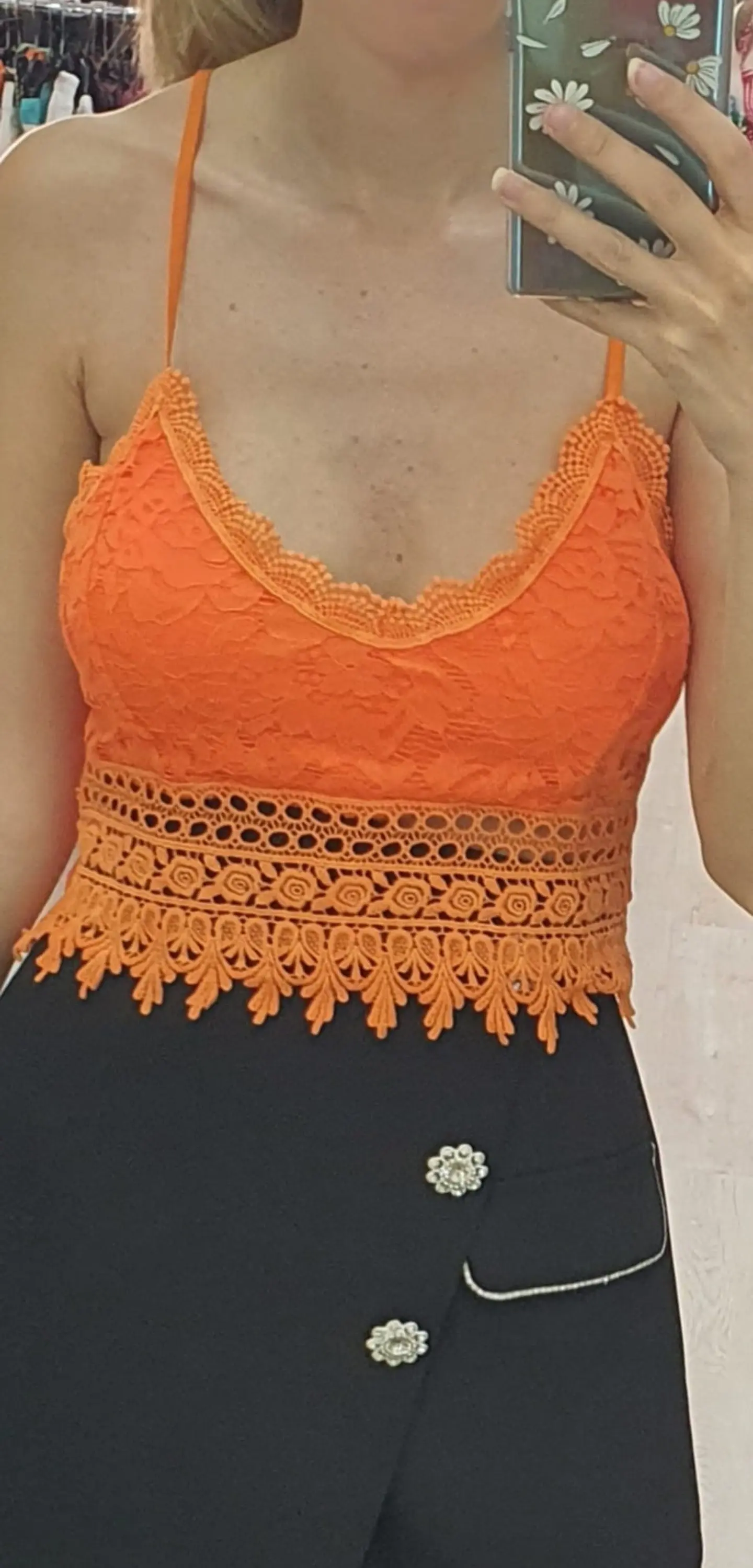 Top em Renda Laranja 1