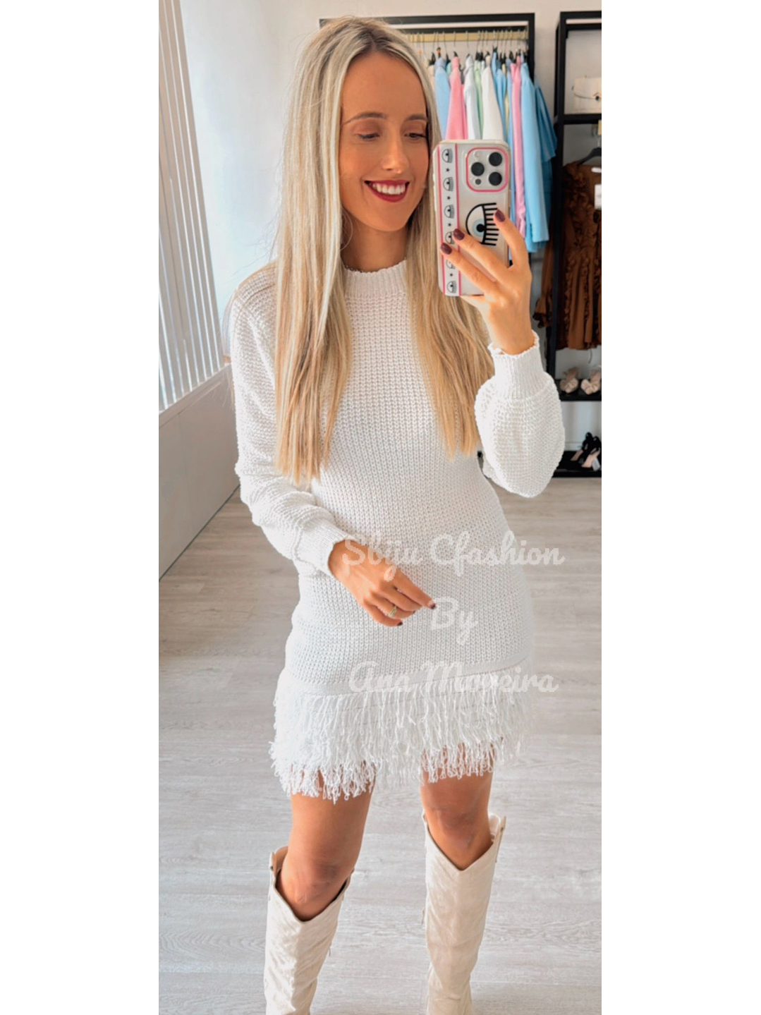 Vestido de Tricot com Franjas e Manga Comprida 13