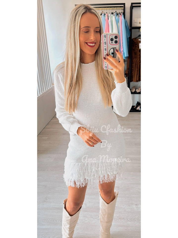 Vestido de Tricot com Franjas e Manga Comprida 13