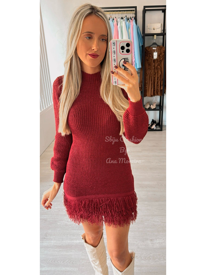 Vestido de Tricot com Franjas e Manga Comprida 10