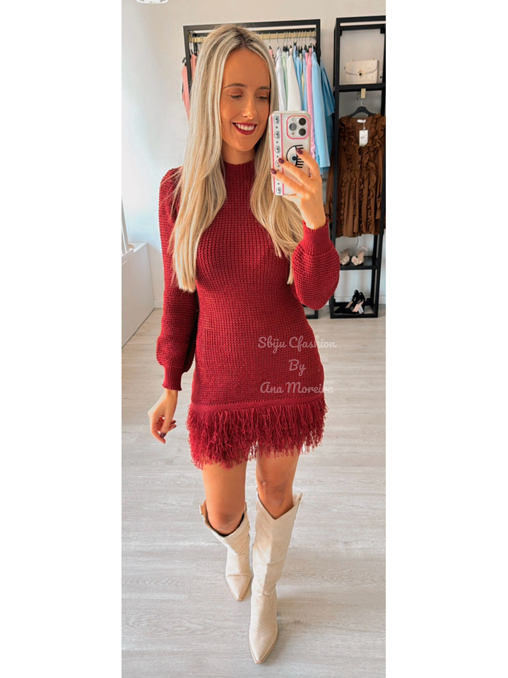Vestido de Tricot com Franjas e Manga Comprida 7