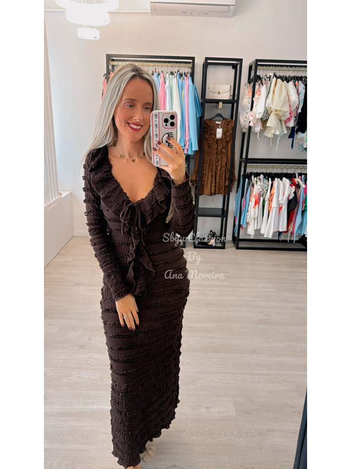 Vestido em Malha Canelada com Efeito Frisado 5