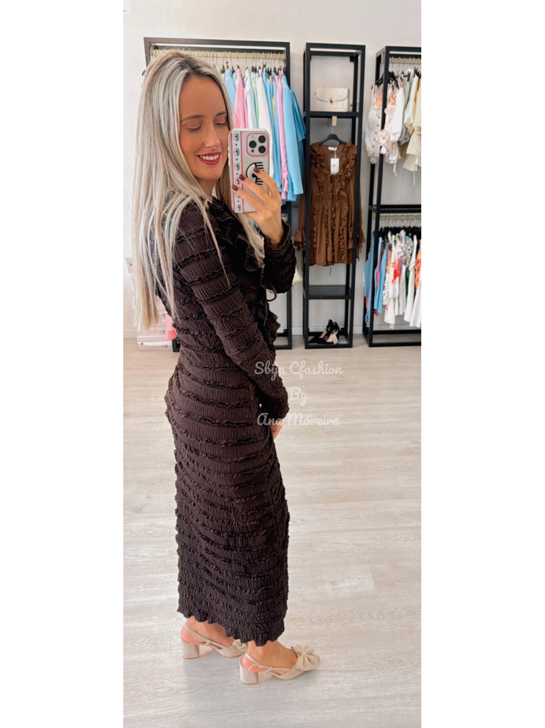 Vestido em Malha Canelada com Efeito Frisado 2