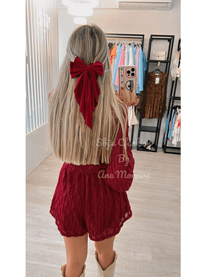 Macacão de Calção com Tecido Brilhante