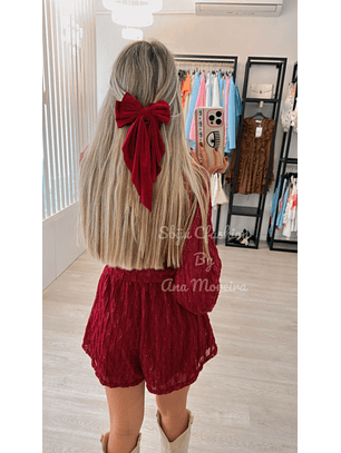 Macacão de Calção com Tecido Brilhante