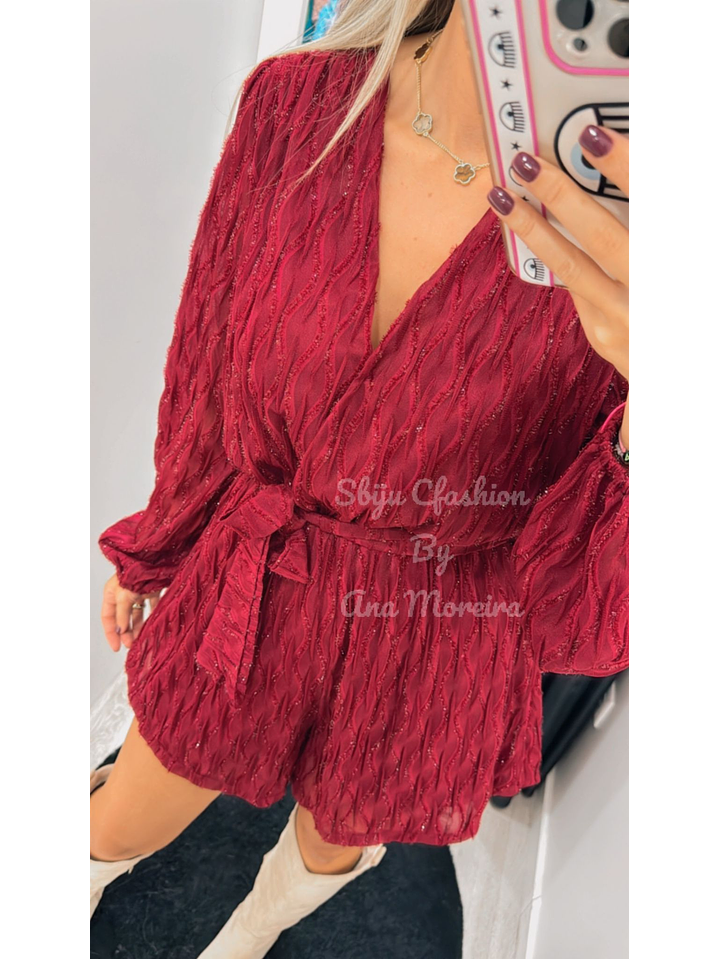 Macacão de Calção com Tecido Brilhante 8