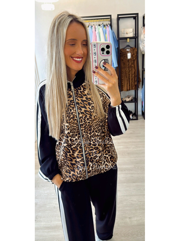 Fato de Treino com Casaco Padrão Leopardo 3