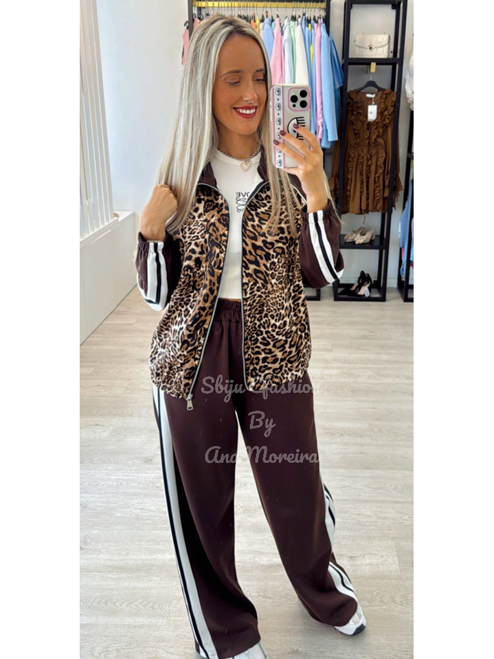 Fato de Treino com Casaco Padrão Leopardo 14