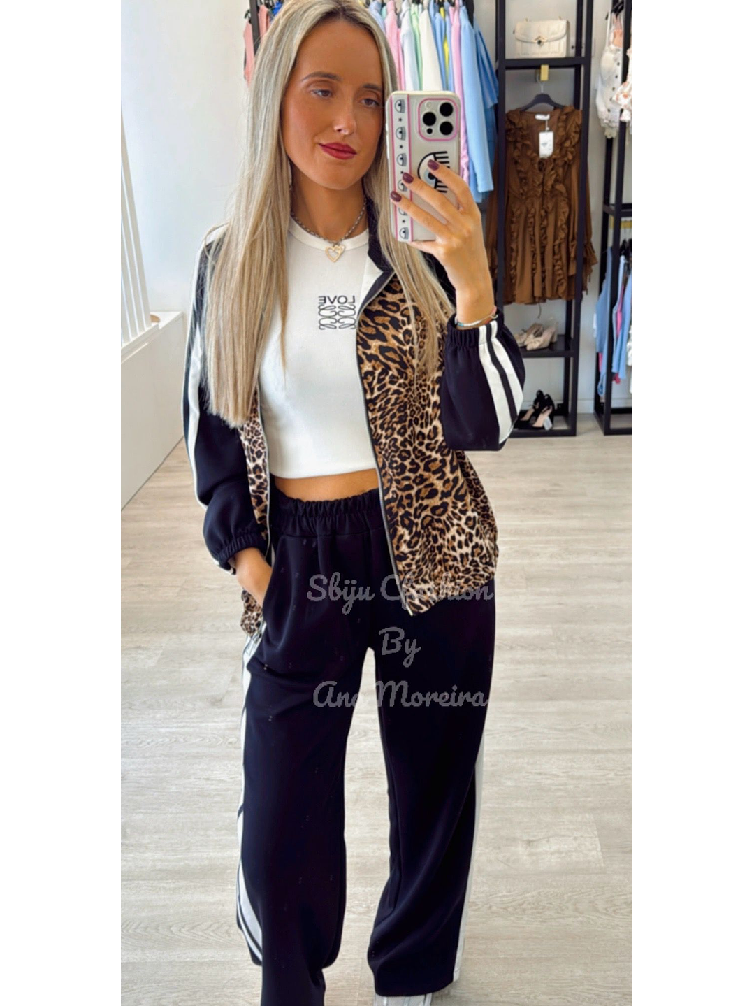 Fato de Treino com Casaco Padrão Leopardo 8
