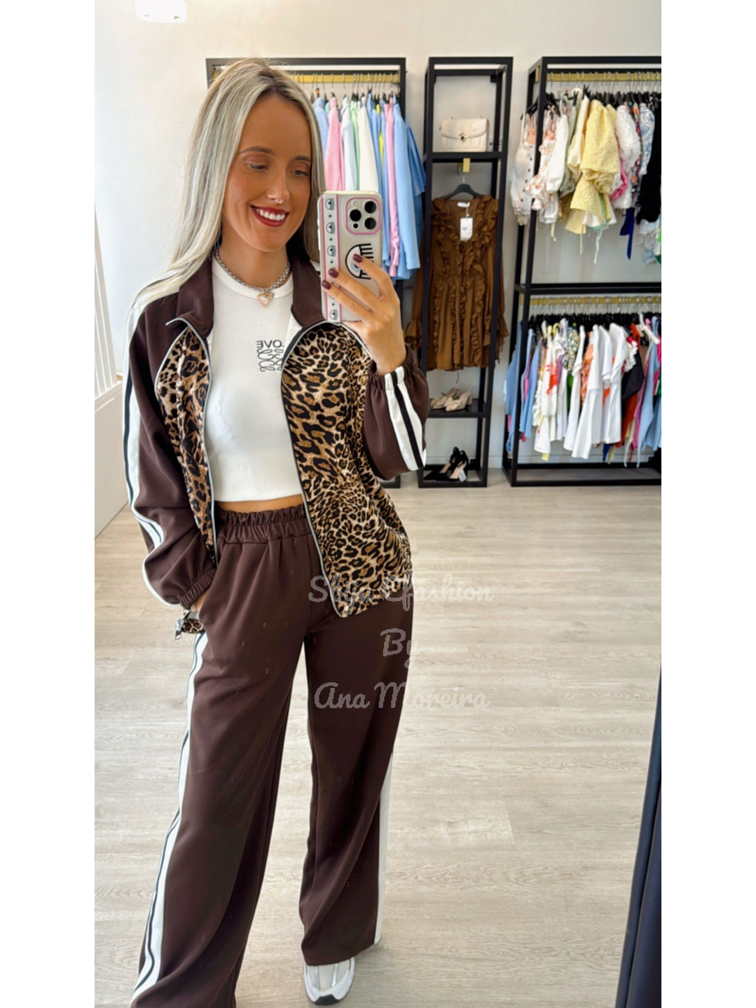 Fato de Treino com Casaco Padrão Leopardo 13