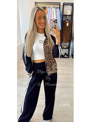 Fato de Treino com Casaco Padrão Leopardo