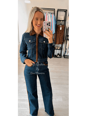 Conjunto em Ganga Queen Hearts com Detalhes Castanhos