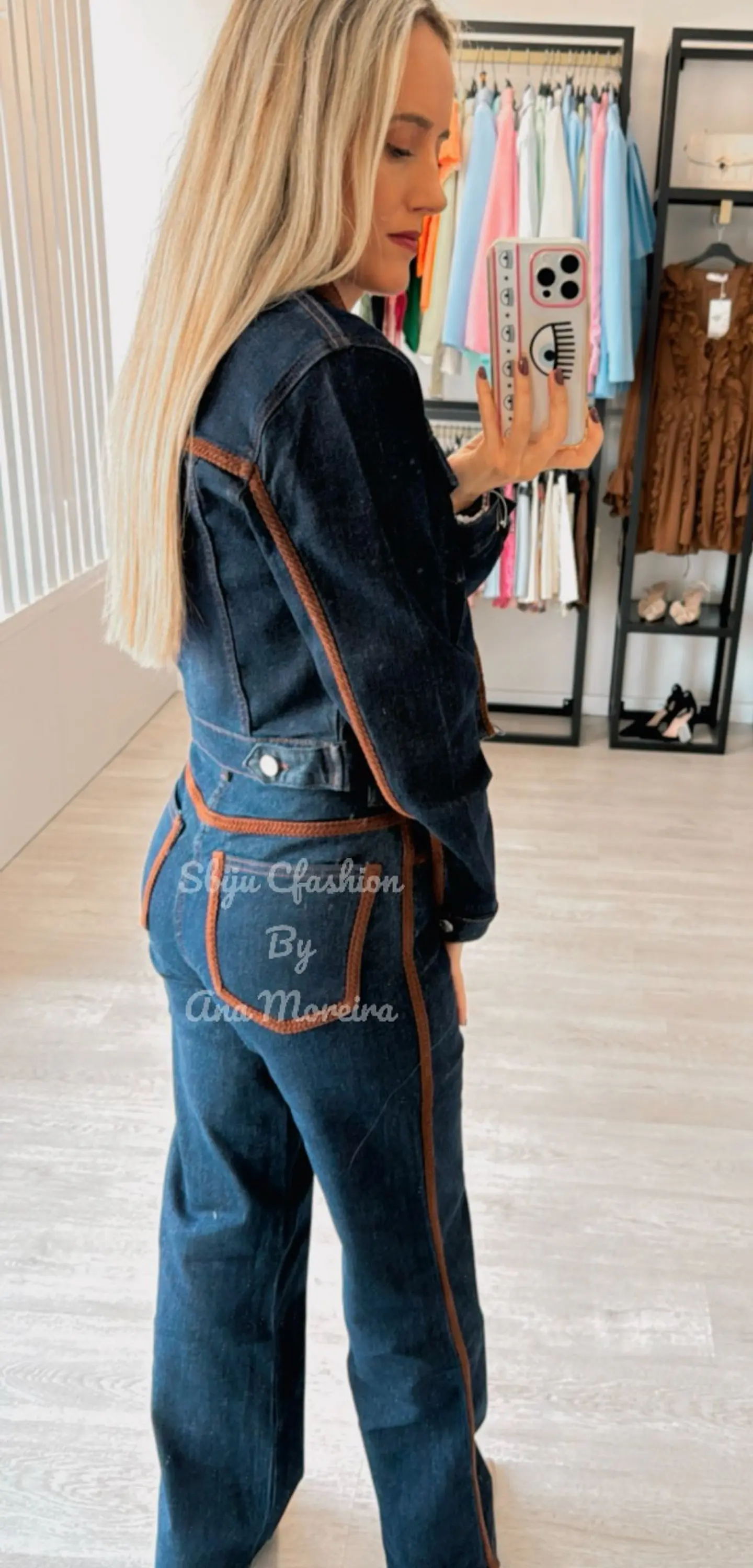 Conjunto em Ganga Queen Hearts com Detalhes Castanhos 4