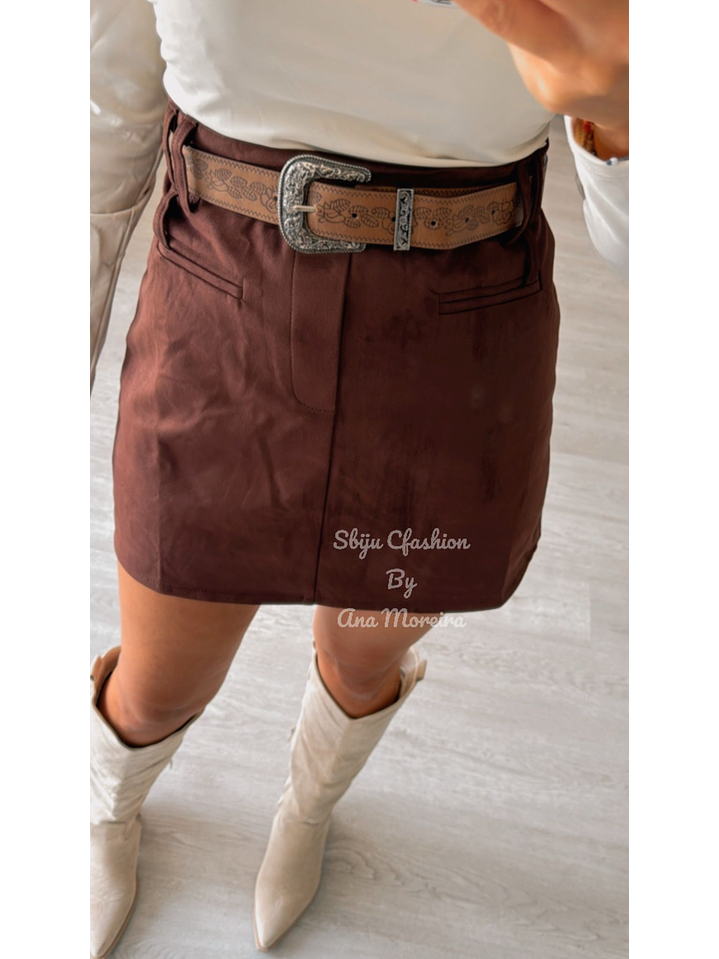 Saia-Calção em Pele de Pêssego com Cinto 3