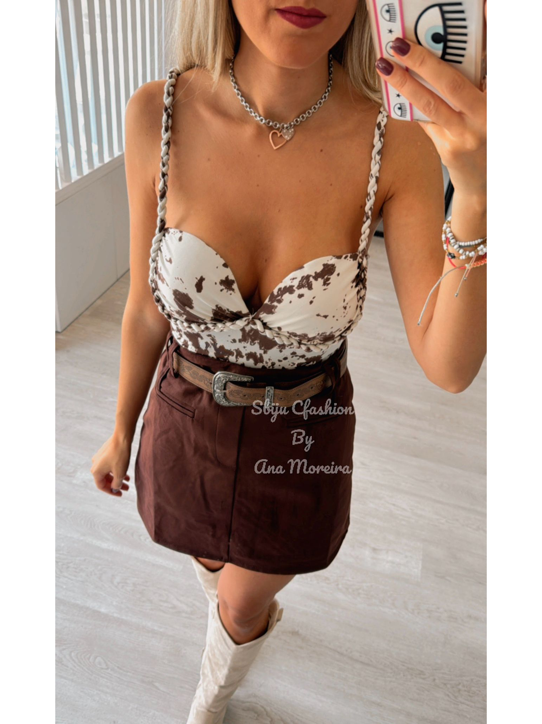 Saia-Calção em Pele de Pêssego com Cinto 8