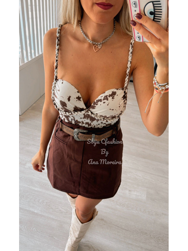 Saia-Calção em Pele de Pêssego com Cinto 8