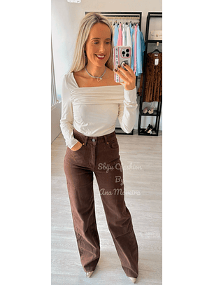 Calças de Ganga Castanhas Queen Hearts