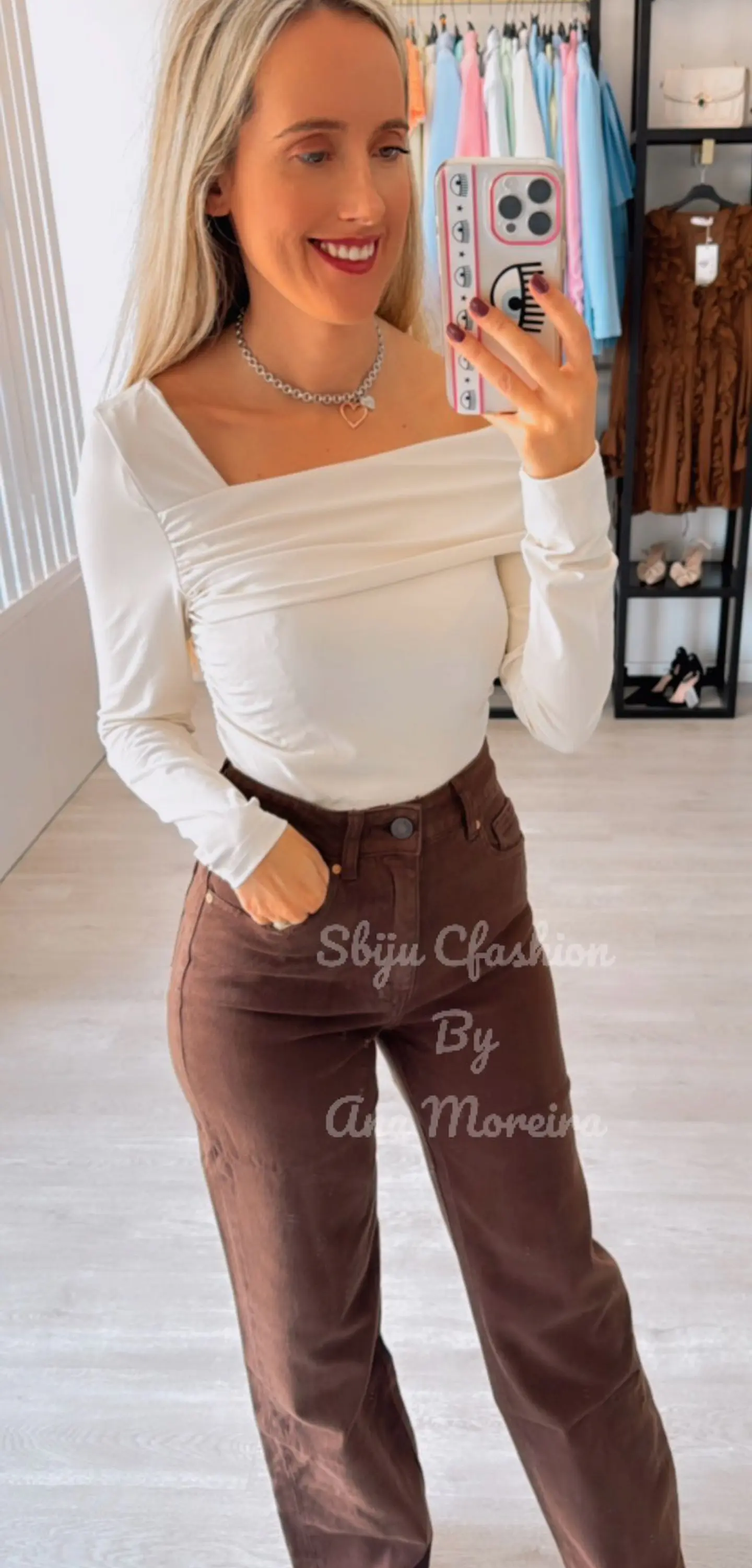 Calças de Ganga Castanhas Queen Hearts 4