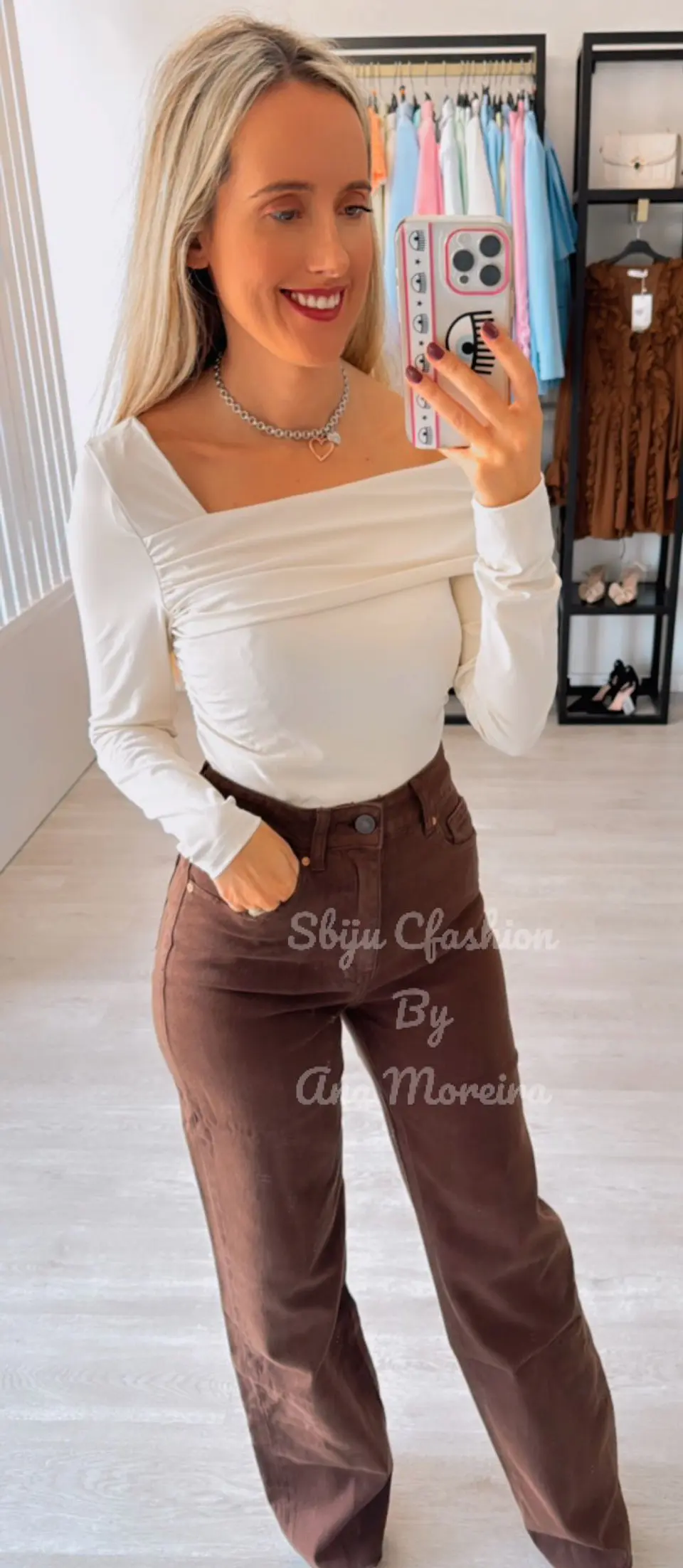 Calças de Ganga Castanhas Queen Hearts 4