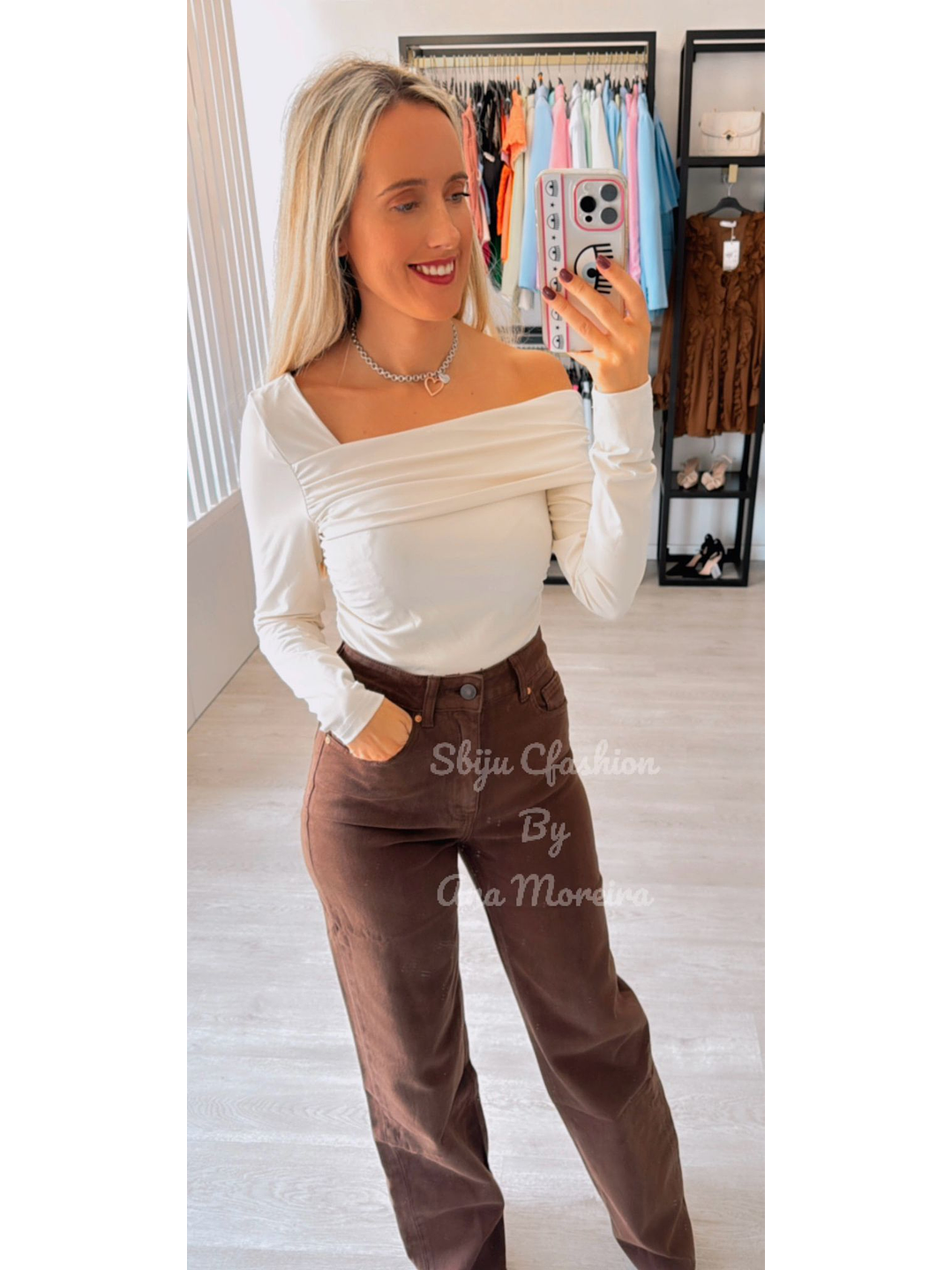 Calças de Ganga Castanhas Queen Hearts 3