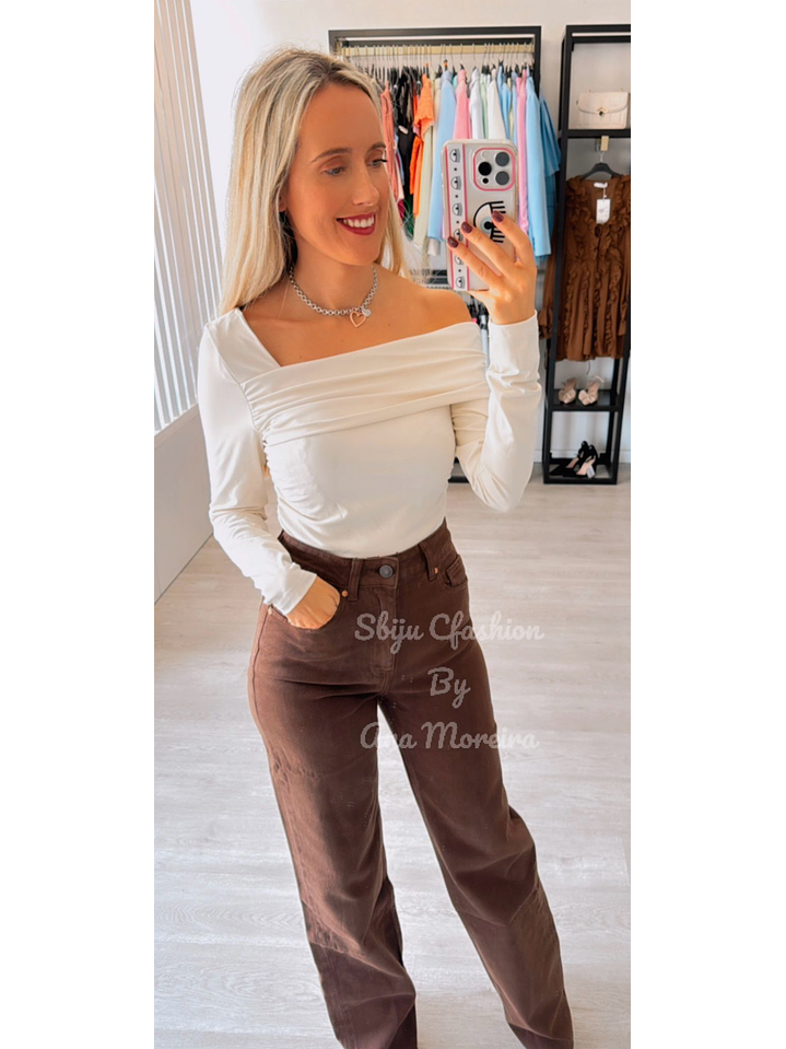 Calças de Ganga Castanhas Queen Hearts 3