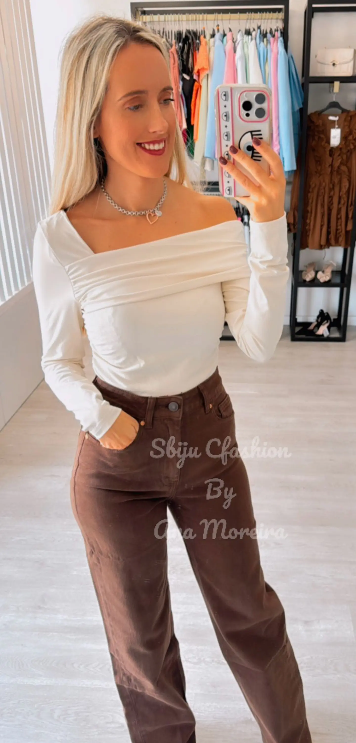 Calças de Ganga Castanhas Queen Hearts 3