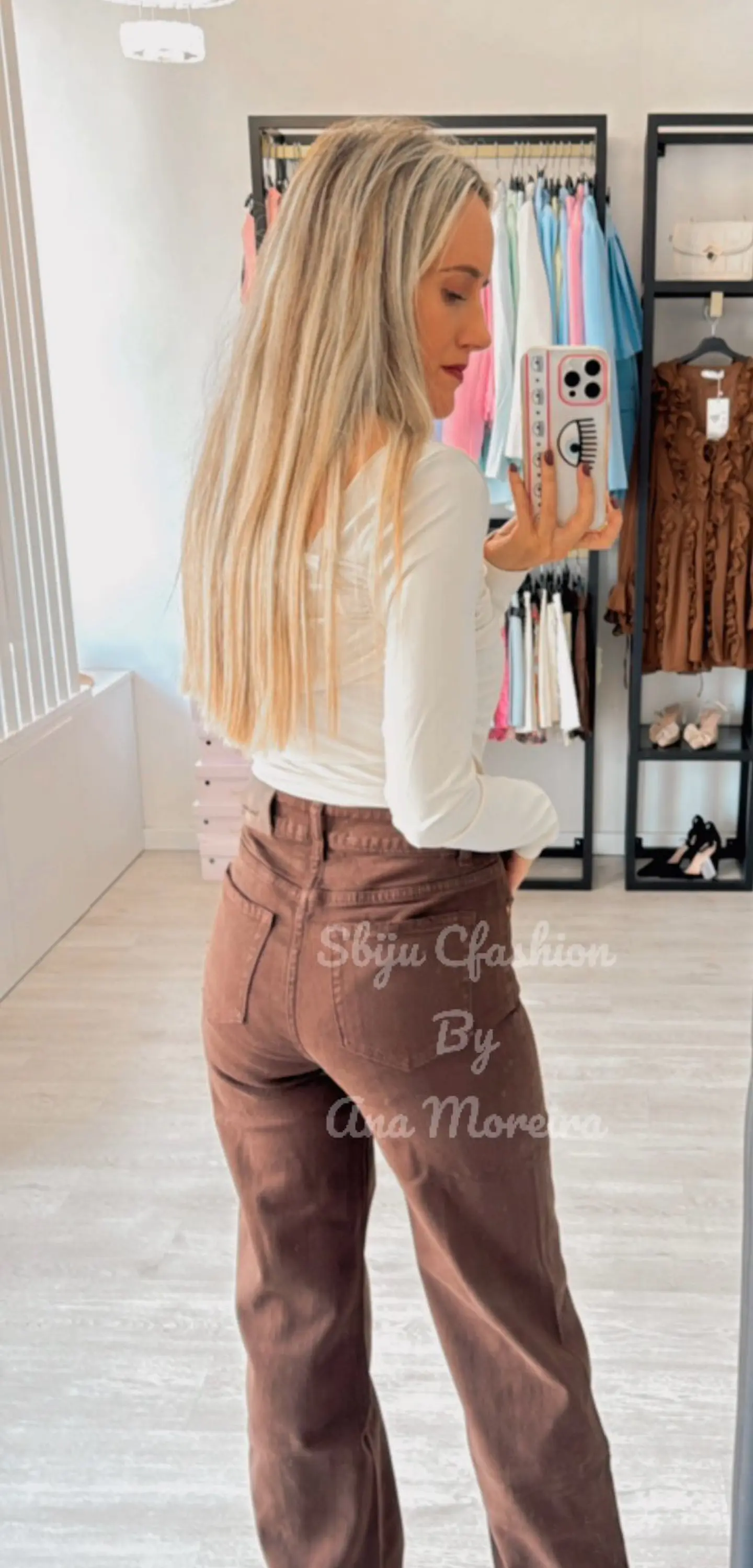 Calças de Ganga Castanhas Queen Hearts 2