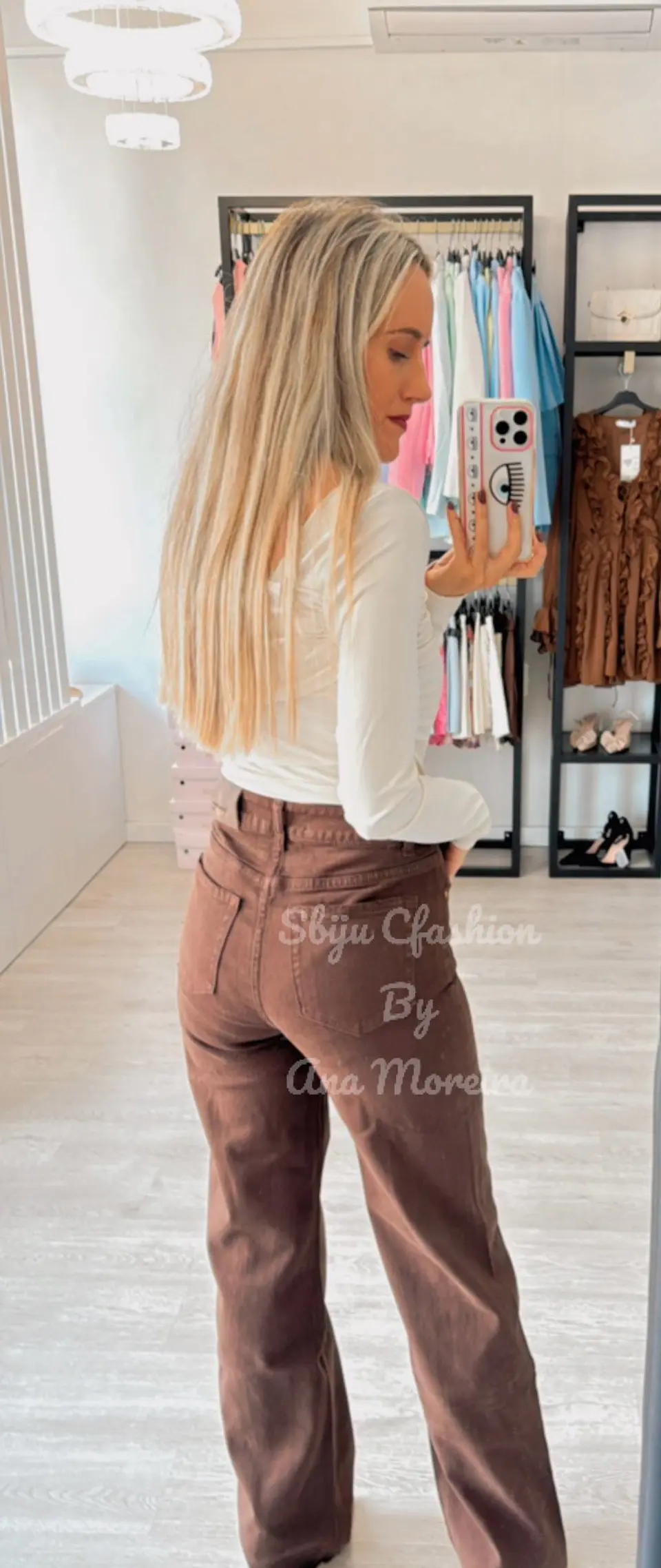 Calças de Ganga Castanhas Queen Hearts 2