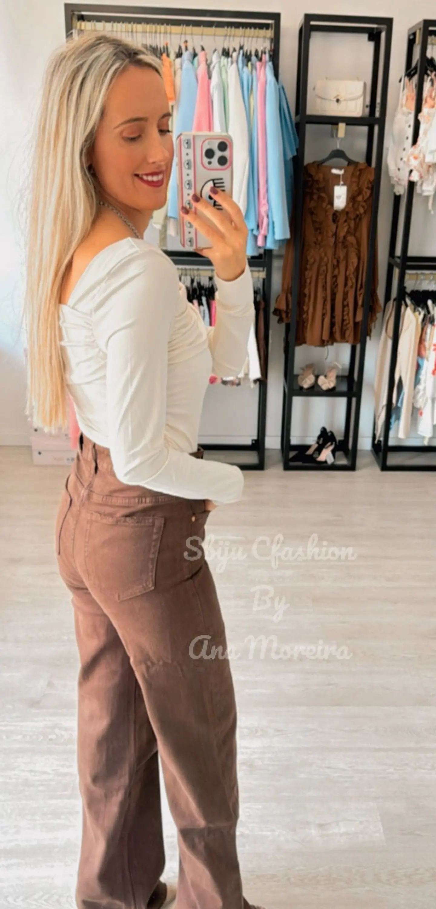 Calças de Ganga Castanhas Queen Hearts 6