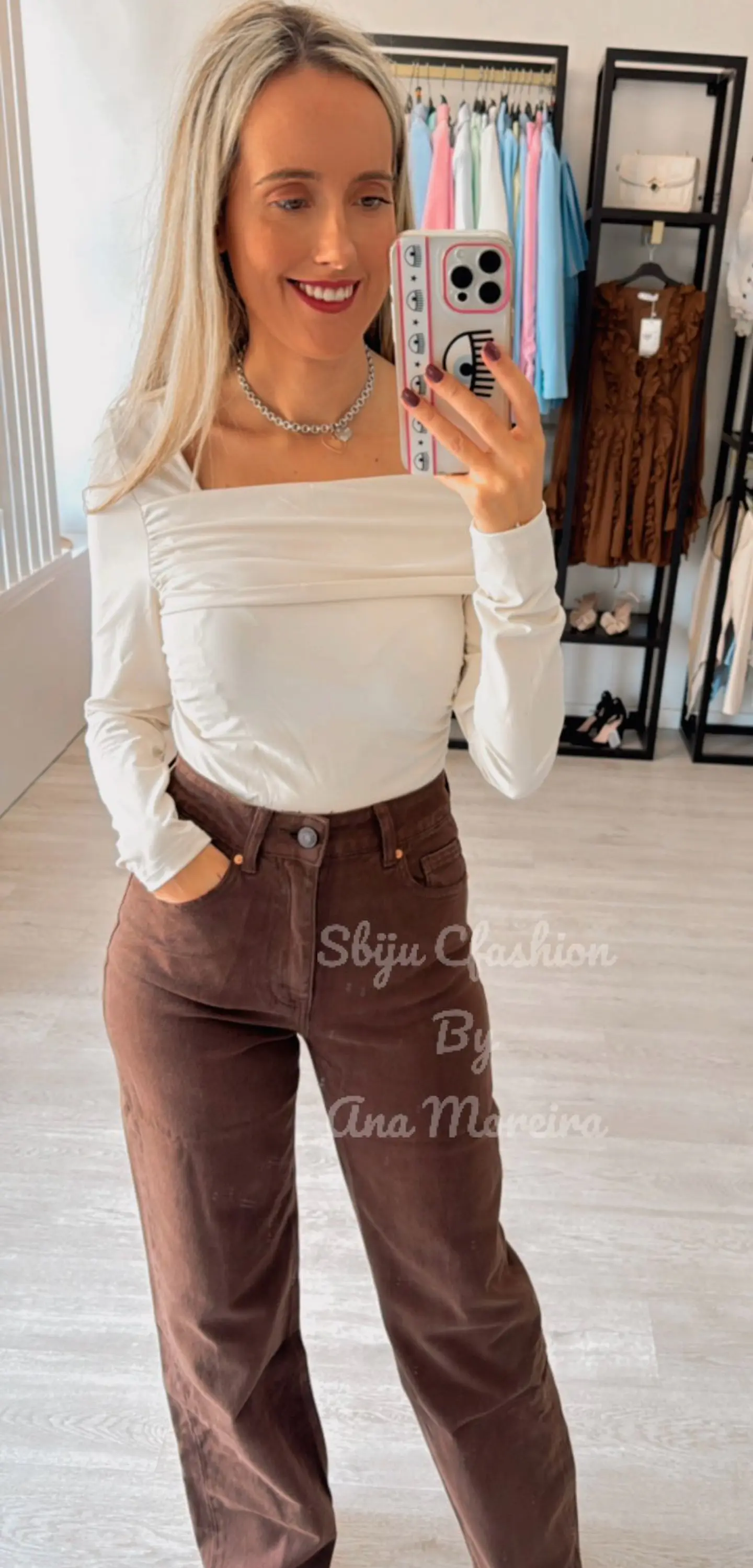 Calças de Ganga Castanhas Queen Hearts 5