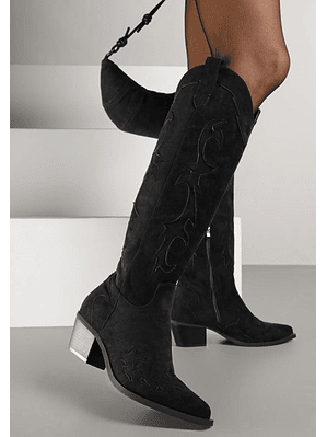 Bota Texana em Camurça de Cano Alto em cor Preta