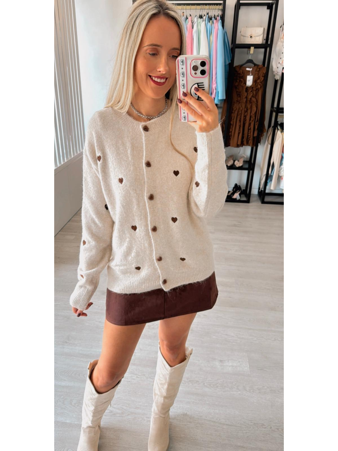 Casaco em Malha com Detalhe de Corações 1