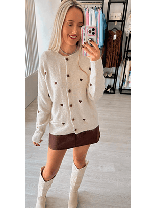 Casaco em Malha com Detalhe de Corações