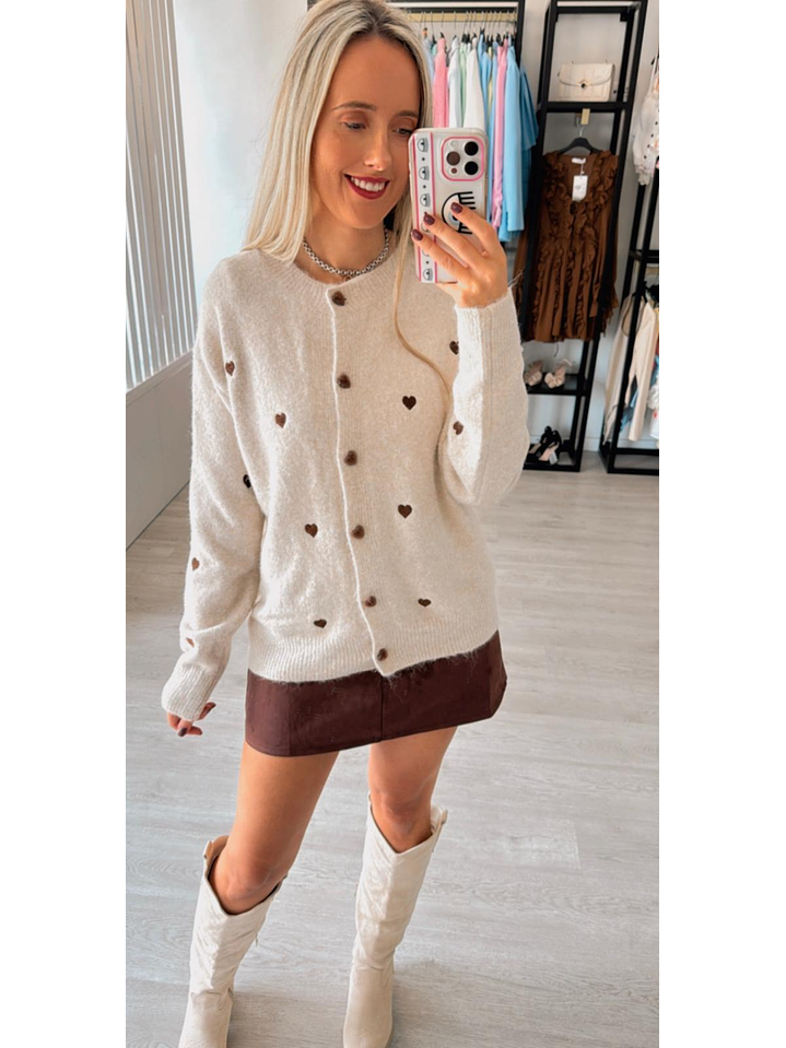 Casaco em Malha com Detalhe de Corações 1