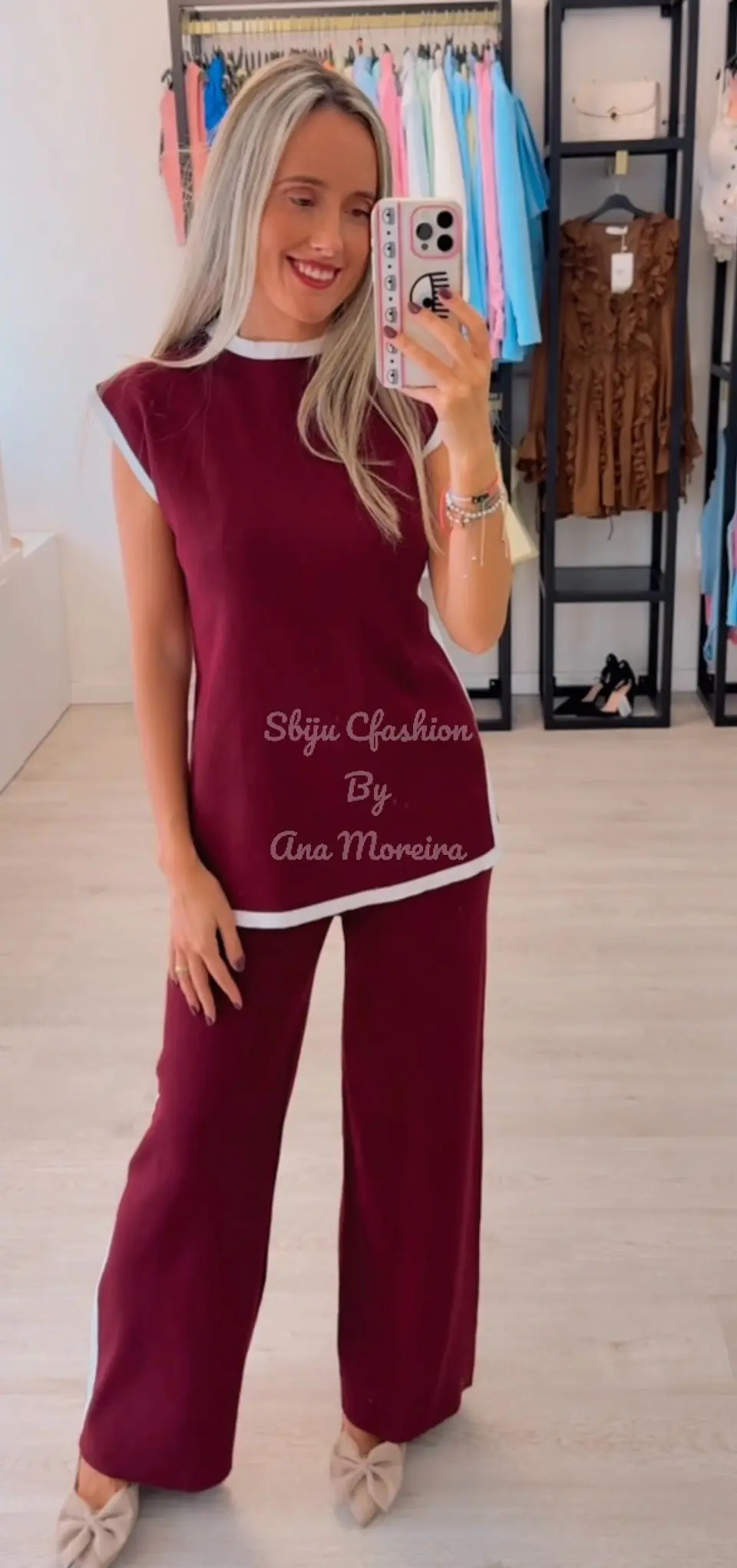 Conjunto de Colete Comprido e Calça em Malha  1