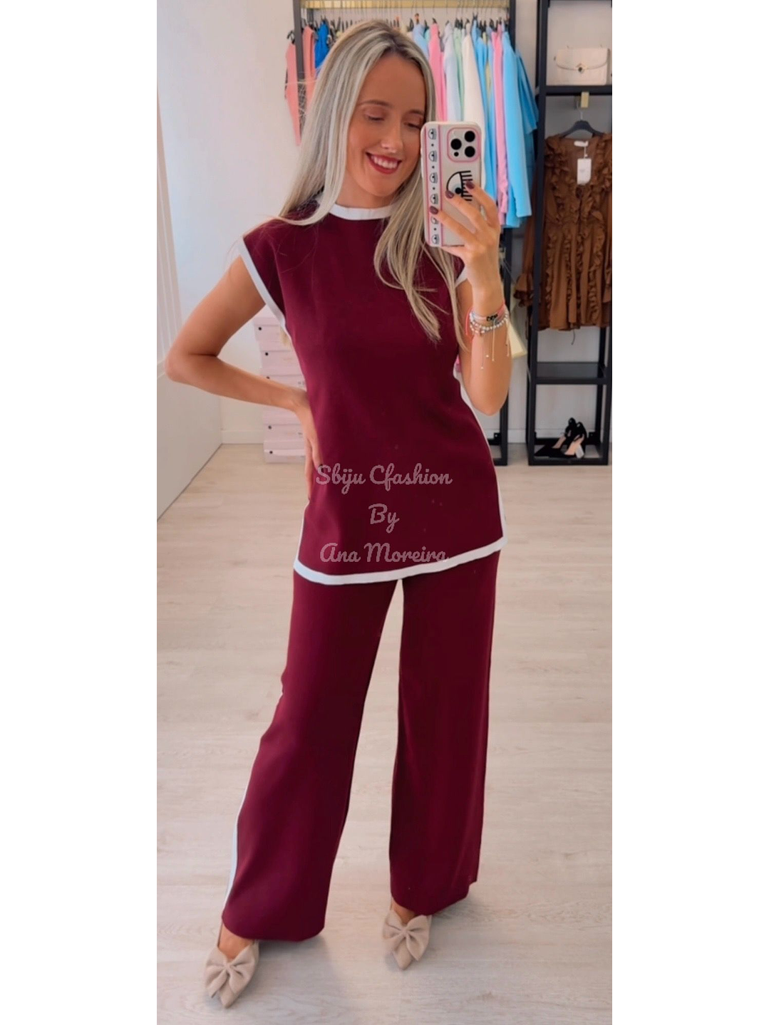 Conjunto de Colete Comprido e Calça em Malha  4