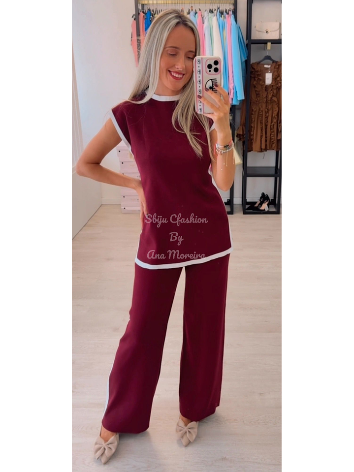 Conjunto de Colete Comprido e Calça em Malha  4