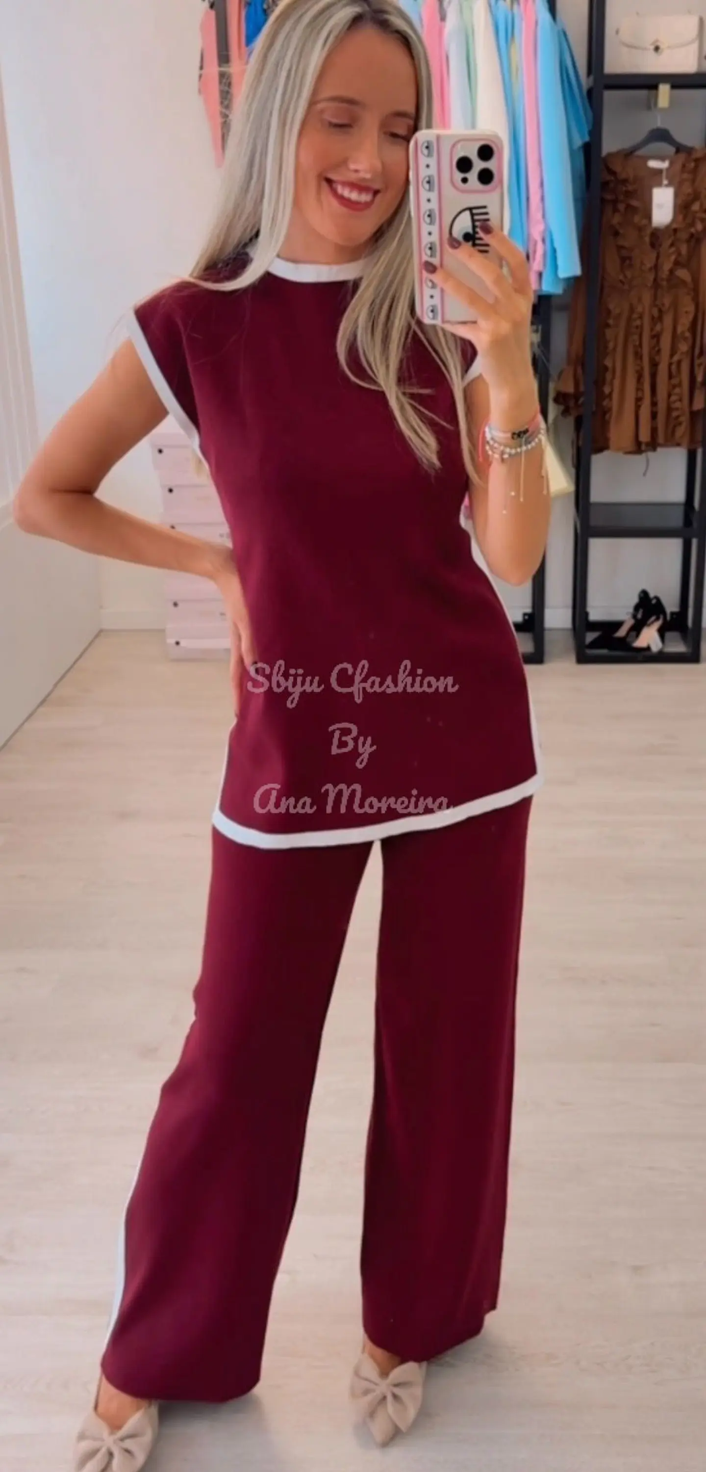 Conjunto de Colete Comprido e Calça em Malha  4