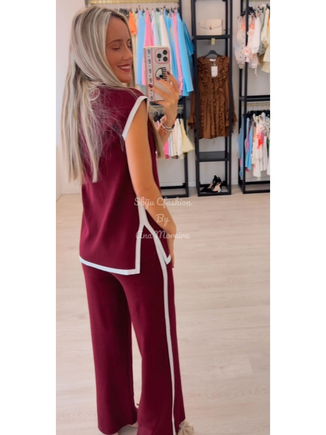 Conjunto de Colete Comprido e Calça em Malha  2