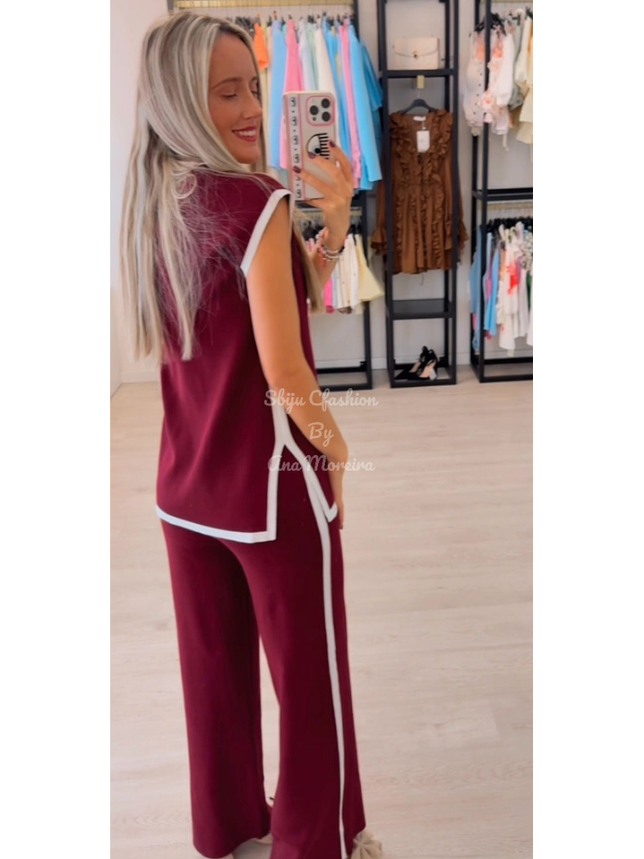 Conjunto de Colete Comprido e Calça em Malha  2