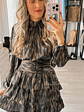 Vestido com Folhos Preto e Dourado - vignette 4