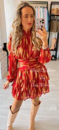 Vestido com Folhos e Detalhes Dourados - Vorschaubild 3