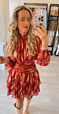 Vestido com Folhos e Detalhes Dourados - Vorschaubild 5