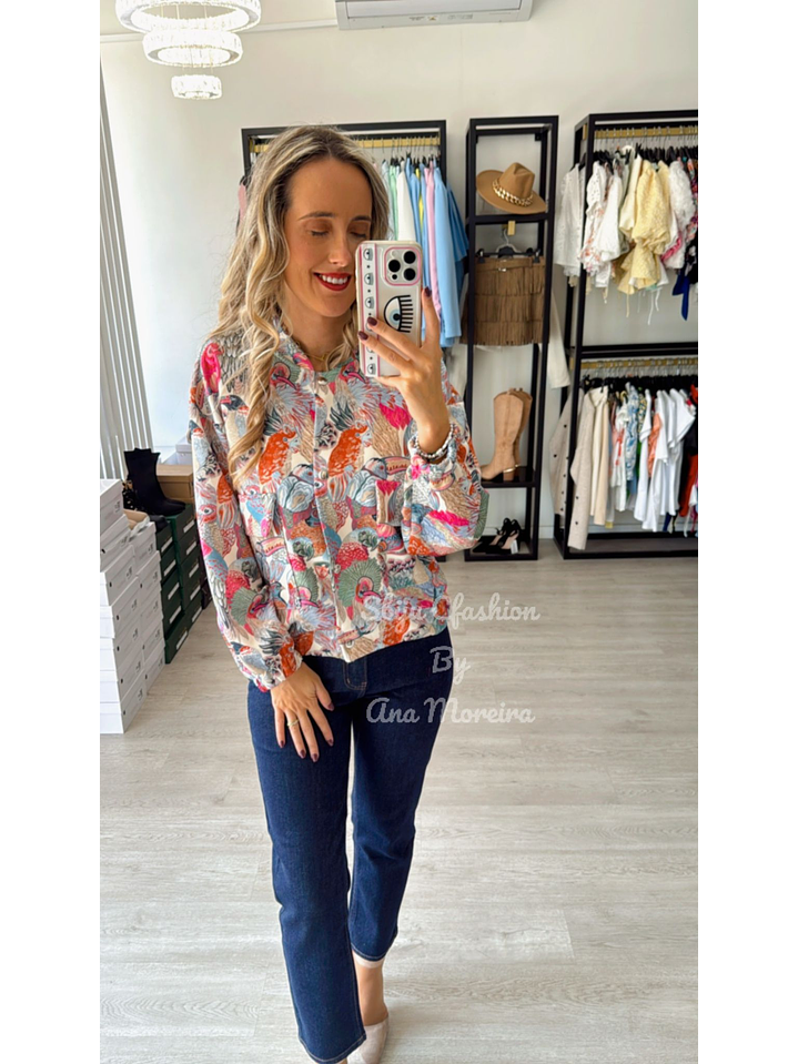 Bomber com Estampado de Pássaros 2