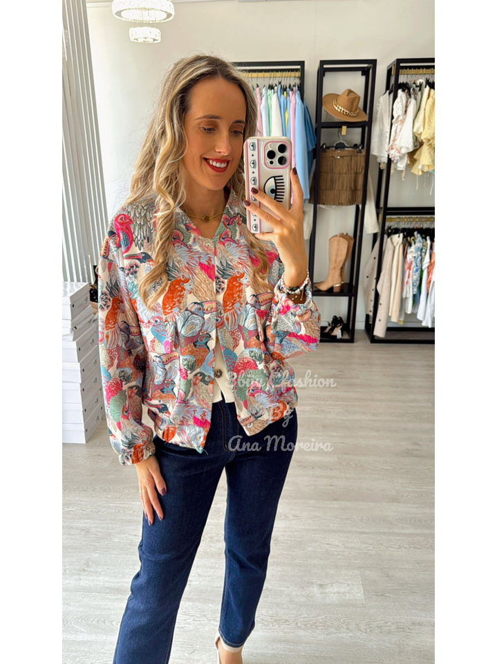 Bomber com Estampado de Pássaros 1